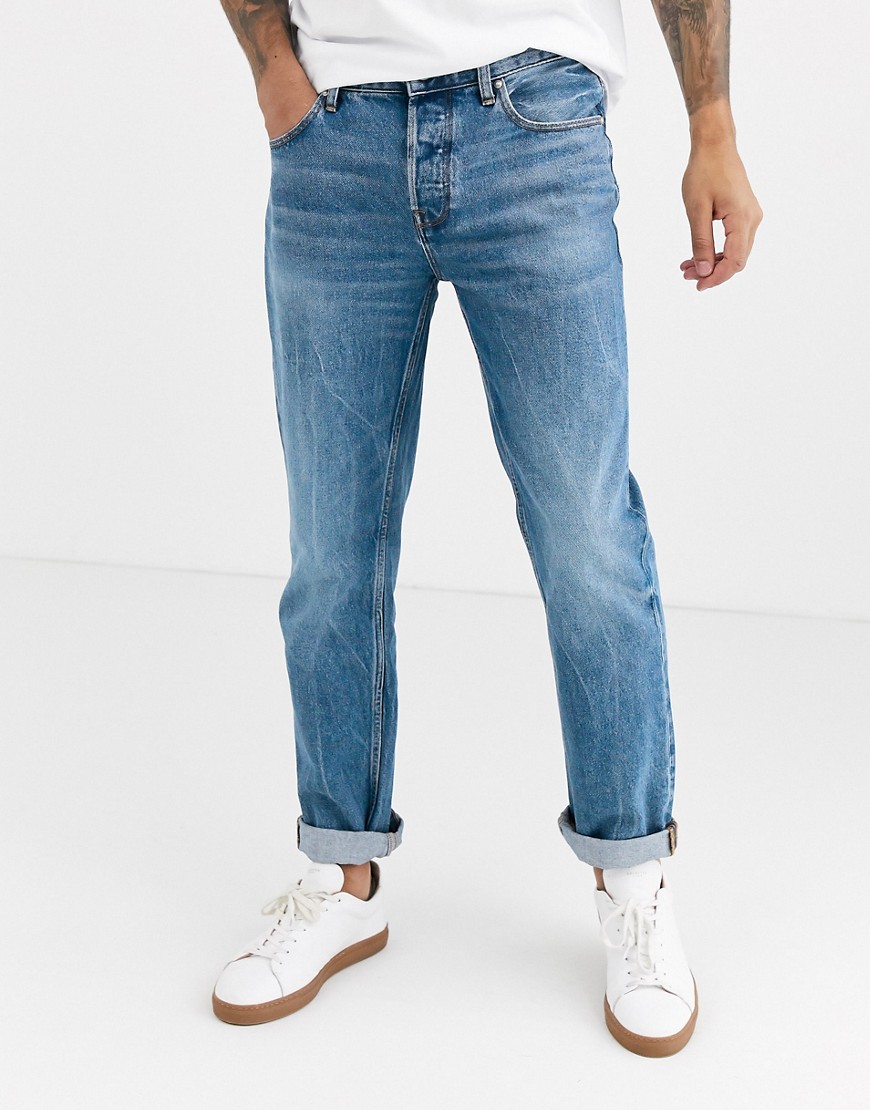 ASOS DESIGN - Cone Mill - Denim original fit 'American classic' jeans in vintage mid wash blue-Blauw