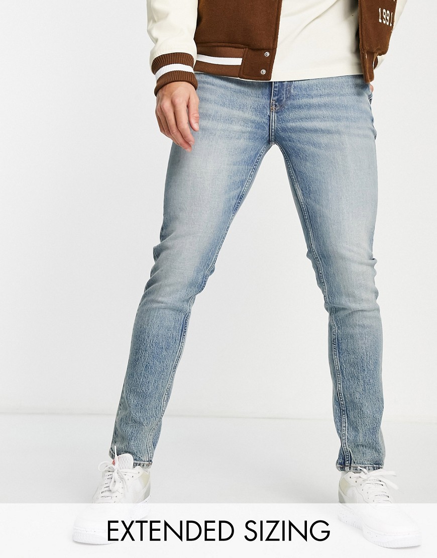 ASOS DESIGN Cone Mill Denim skinny 'American classic' jeans in tinted mid wash-Blue