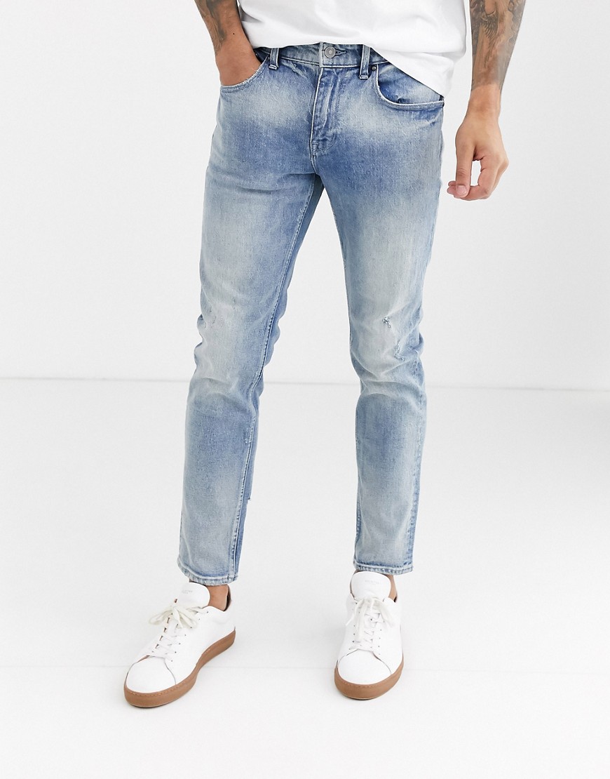 ASOS DESIGN Cone Mill Denim skinny 'American classic' jeans in vintage stone wash-Blue