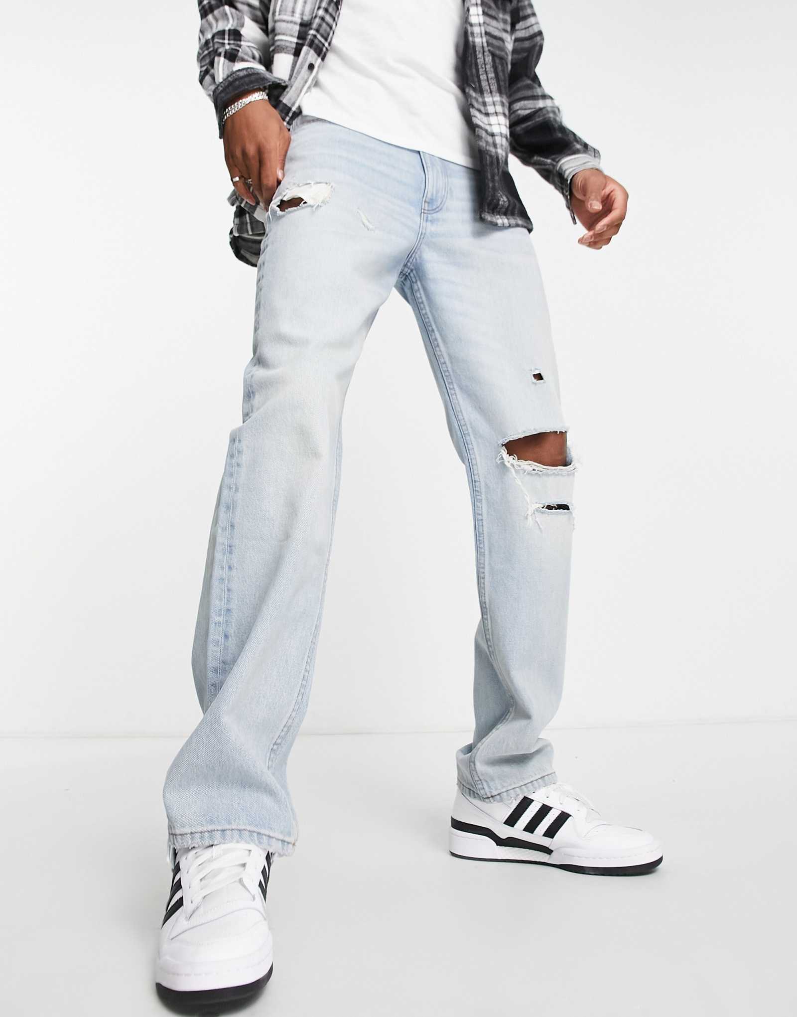 Джинсы ASOS DESIGN Cone Mill Denim с широкими прямыми штанинами в стиле 
