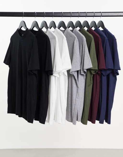 ASOS DESIGN - Confezione da 10 T-shirt girocollo in colorazioni multiple