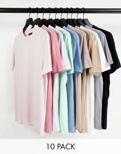 ASOS DESIGN - Confezione da 10 T-shirt girocollo multicolore
