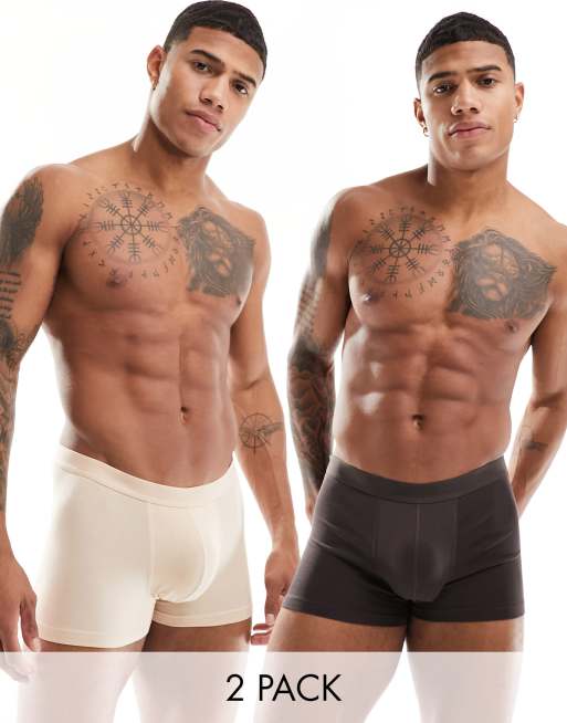 ASOS DESIGN - Confezione da 2 boxer aderenti marrone e beige