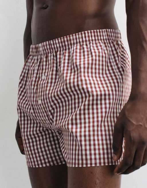 ASOS DESIGN - Confezione da 2 boxer bordeaux a quadri, 2 di 3