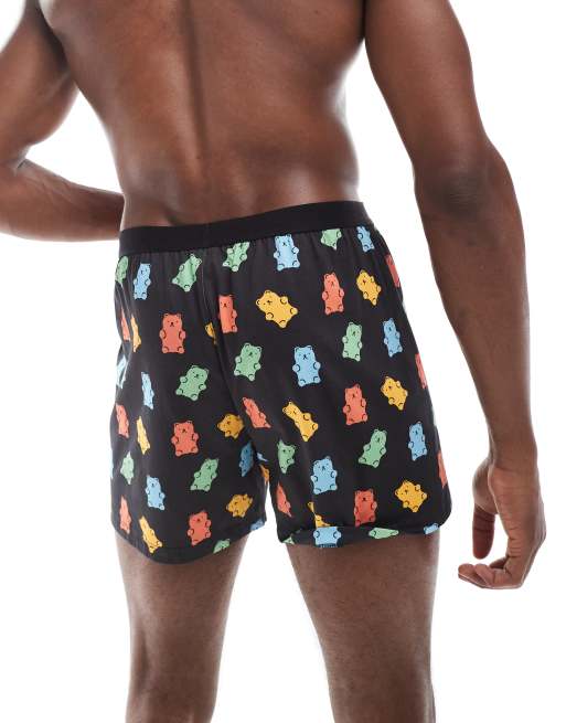 ASOS DESIGN - Confezione da 2 boxer neri con grafica con orsetti gommosi, 3 di 3