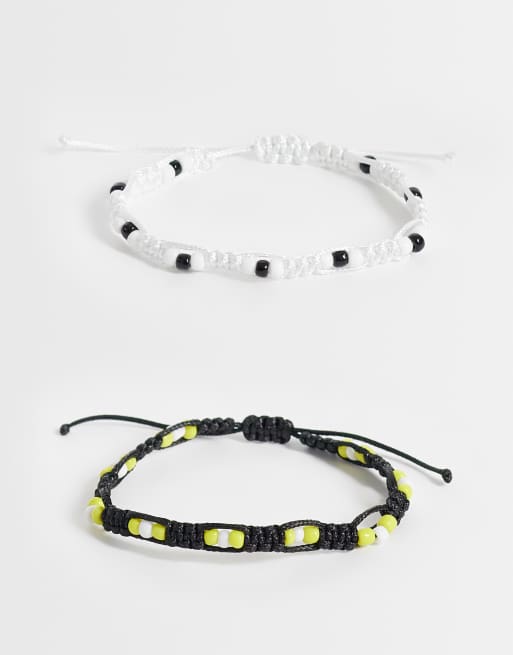 ASOS DESIGN confezione da 2 bracciali intrecciati con perline multicolore