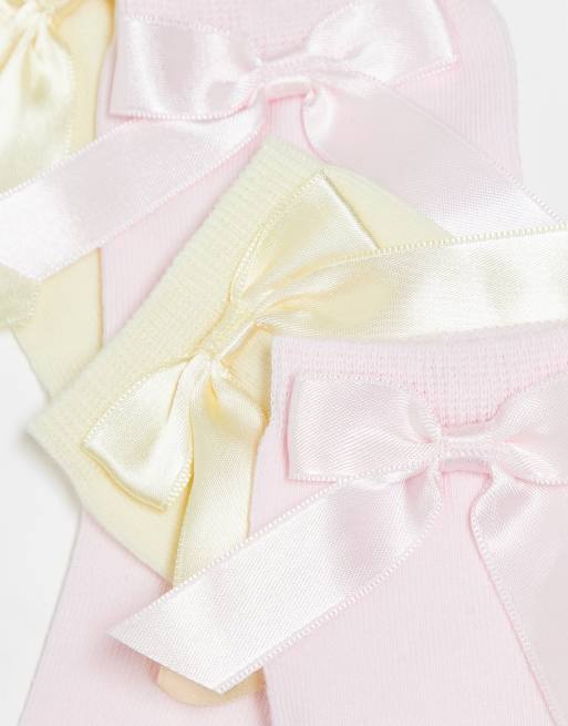 ASOS DESIGN - Confezione da 2 calze alla caviglia con fiocco gialle e rosa, 3 di 4