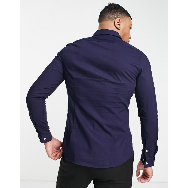 mB8UM Camicie DESIGN - Confezione da 2 camicie stretch slim fit blu navy e grigia - Risparmia