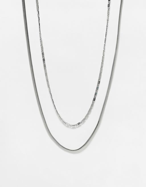 ASOS DESIGN - Confezione da 2 collane con catenina color argento