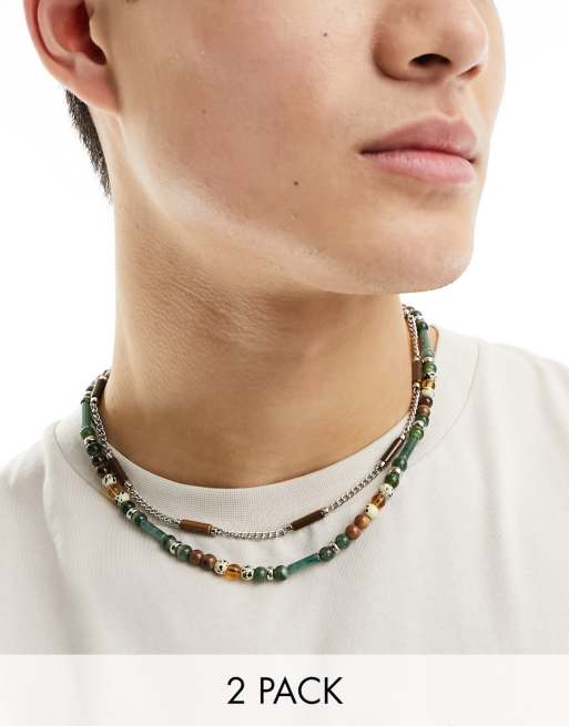 ASOS DESIGN - Confezione da 2 collane con perle multicolore