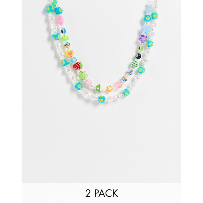 fSBEv  DESIGN - Confezione da 2 collane con perline e sfere multicolore