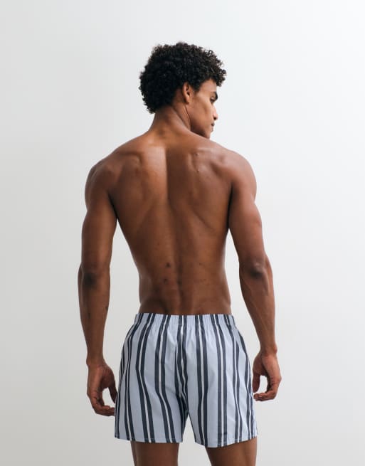 ASOS DESIGN - Confezione da 2 di boxer blu a righe, 3 di 3
