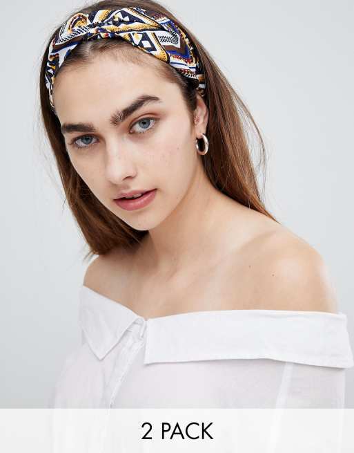 ASOS DESIGN - Confezione da 2 fasce con stampa geometrica mista
