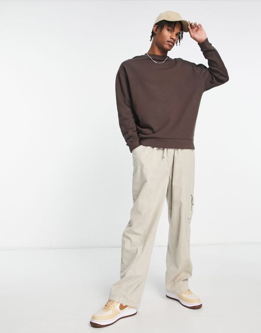 ASOS DESIGN Confezione da 2 felpe oversize marrone crema ASOS