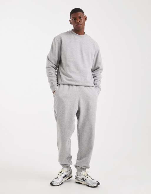 ASOS DESIGN - Confezione da 2 joggers basic oversize nero e grigio mélange, 3 di 5