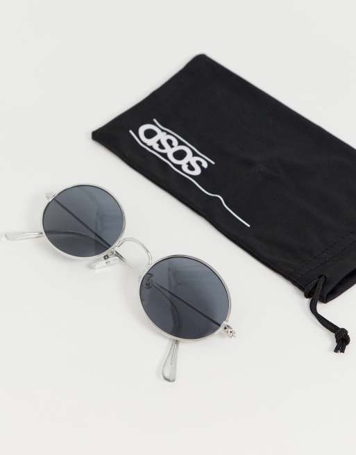 ASOS DESIGN - Confezione da 2 occhiali da sole ovali argento con lenti arancione fluo sfumate, 4 di 4