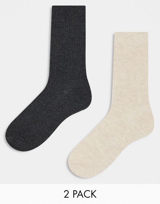 ASOS DESIGN - Confezione da 2 paia di calzini alla caviglia a costine multicolore