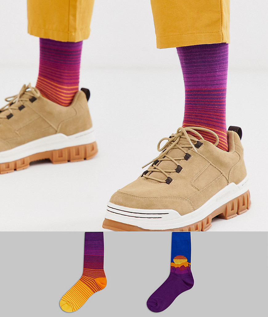 ASOS DESIGN - Confezione da 2 paia di calzini alla caviglia con deserto - Risparmia-Multicolore
