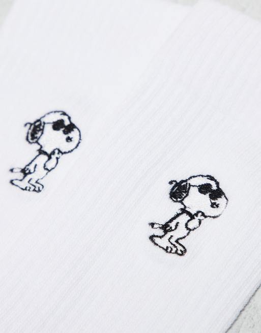 ASOS DESIGN - Confezione da 2 paia di calzini bianchi con Snoopy ricamato, 2 di 4