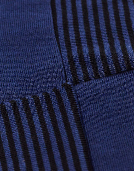 ASOS DESIGN - Confezione da 2 paia di calzini eleganti blu navy a righe e tinta unita, 4 di 4