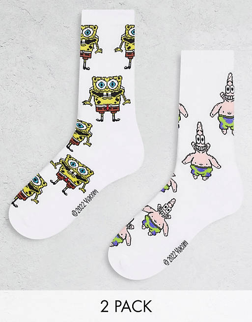 Asos Donna Abbigliamento Intimo Collant SpongeBob Confezione da 2 paia di calzini a coste 