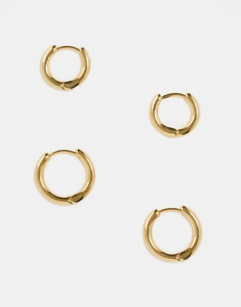 ASOS DESIGN - Confezione da 2 paia di orecchini a cerchio di grandezza diversa placcati oro 14 k - view 1