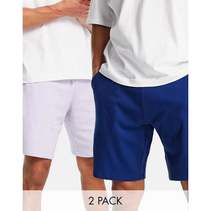  Uomo DESIGN - Confezione da 2 paia di pantaloncini oversize in jersey lilla/blu navy