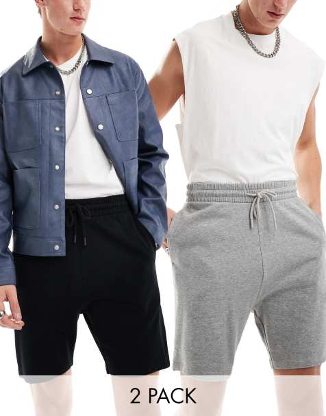 ASOS DESIGN - Confezione da 2 paia di pantaloncini skinny neri e grigio mélange - view 1