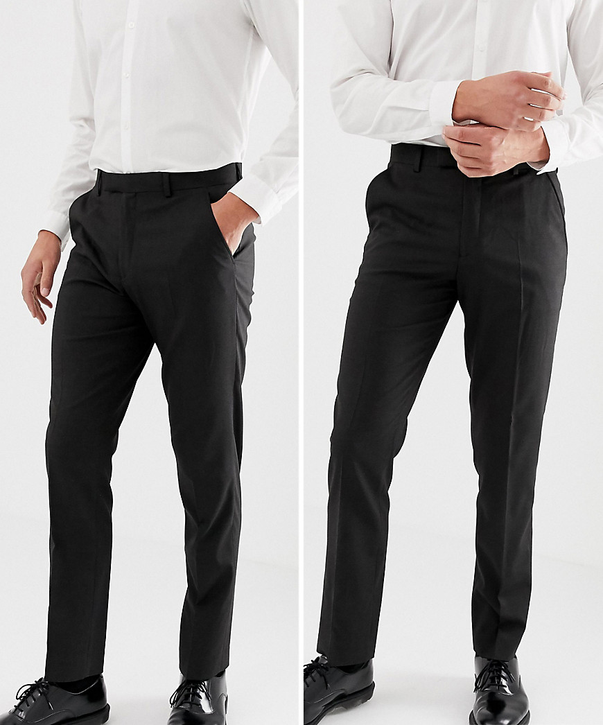 ASOS DESIGN - Confezione da 2 paia di pantaloni slim antracite - RISPARMIA-Grigio