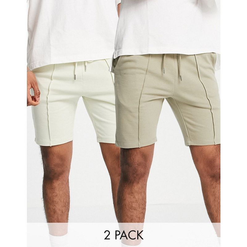  cTt36 DESIGN - Confezione da 2 pantaloncini affusolati in jersey verde kaki e grigio
