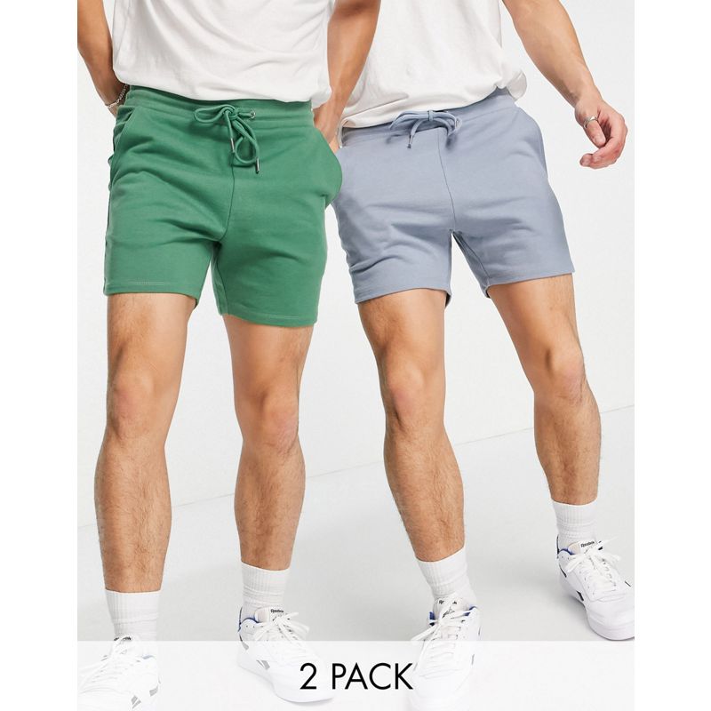 Confezioni multipack Uomo DESIGN - Confezione da 2 pantaloncini in jersey skinny taglio corto verde/viola