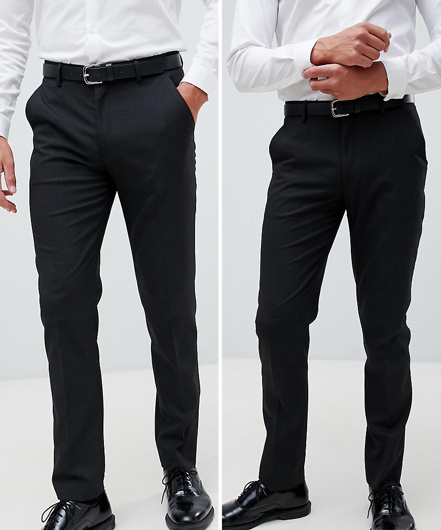 ASOS DESIGN - Confezione da 2 pantaloni skinny eleganti antracite - RISPARMIA-Grigio