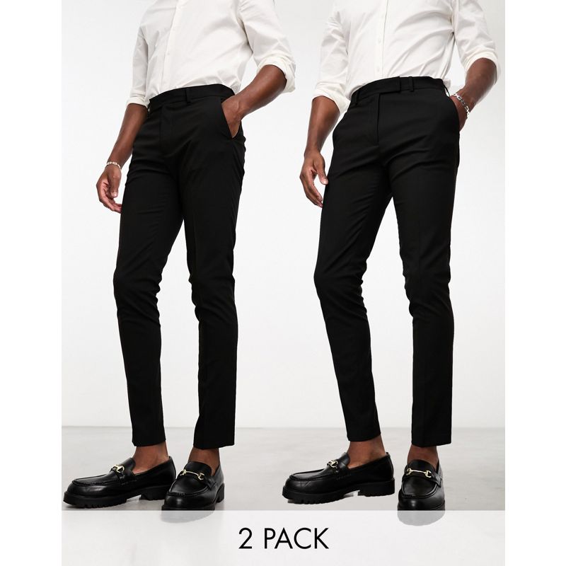 BwlXI Pantaloni skinny DESIGN - Confezione da 2 pantaloni skinny neri - RISPARMIA