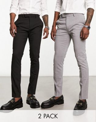 ASOS DESIGN 2 pack skinny trousers in black and grey - ASOS Price Checker