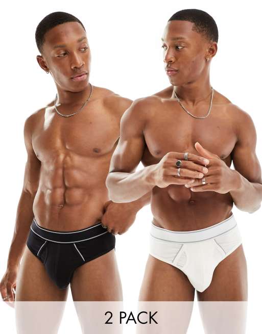 ASOS DESIGN - Confezione da 2 slip bianco e nero