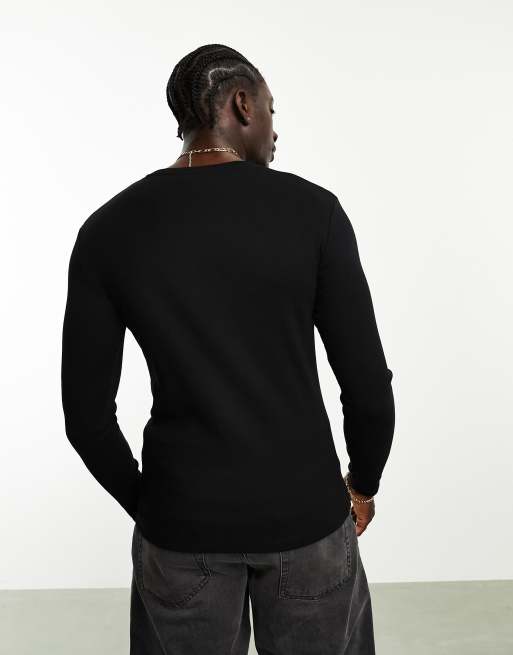 ASOS DESIGN - Confezione da 2 T-shirt attillate a coste e a maniche lunghe nera e bianca, 2 di 4