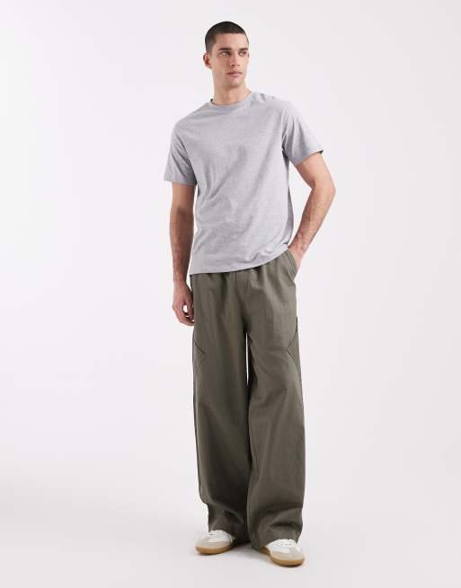 ASOS DESIGN - Confezione da 2 T-shirt basic girocollo kaki e grigio mélange , 2 di 5