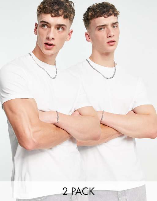 ASOS DESIGN - Confezione da 2 T-shirt girocollo bianche