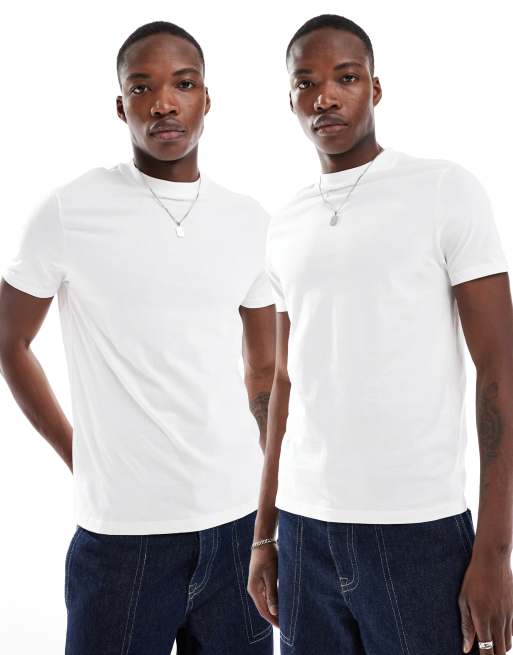 ASOS DESIGN - Confezione da 2 T-shirt girocollo bianche