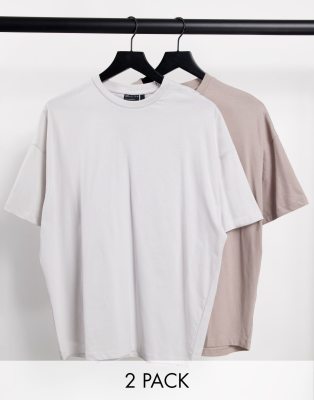 ASOS DESIGN - Confezione da 2 T-shirt girocollo multicolore oversize - MULTI