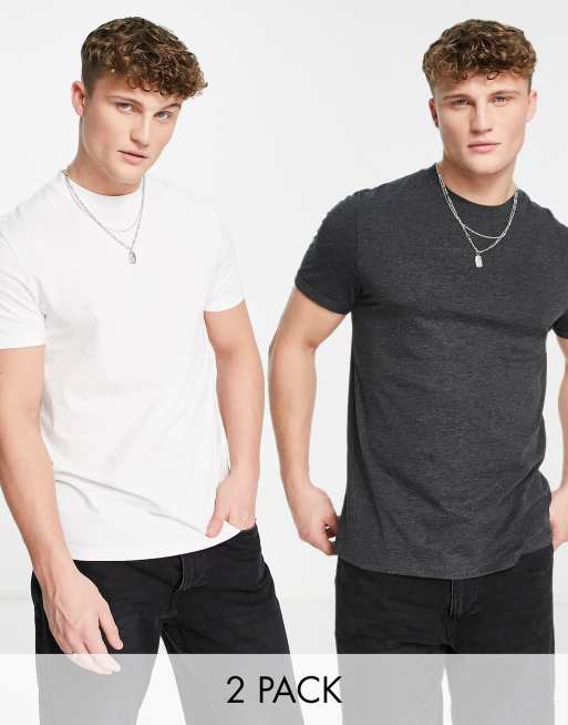 ASOS DESIGN - Confezione da 2 T-shirt multicolore con maniche arrotolabili 
