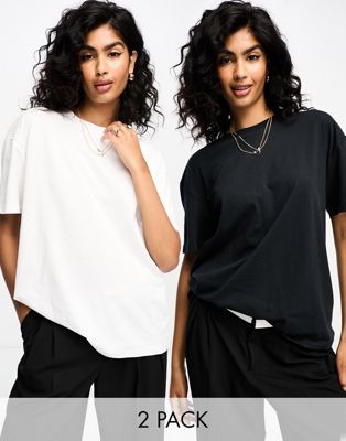 ASOS DESIGN oversized t-shirt in 2 pack in black & white - ASOS Price Checker