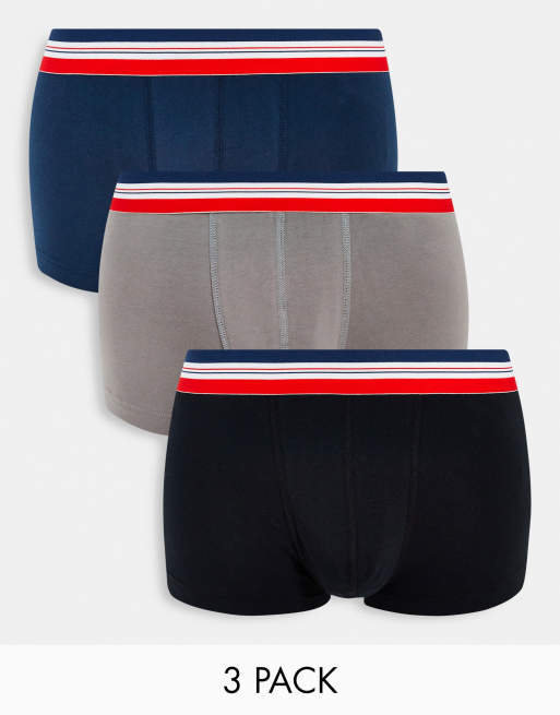 ASOS DESIGN - Confezione da 3 boxer aderenti con fascia in vita a contrasto