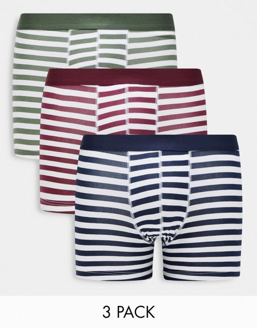 CerbeShops DESIGN - Confezione da 3 boxer aderenti in jersey blu navy a righe