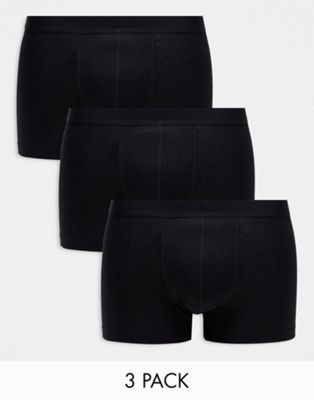 ASOS DESIGN 3 pack trunks in black cotton - ASOS Price Checker