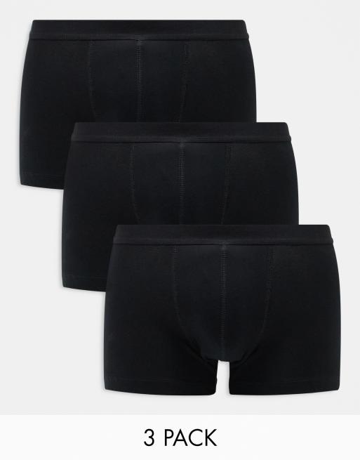 ASOS DESIGN - Confezione da 3 boxer aderenti neri in cotone