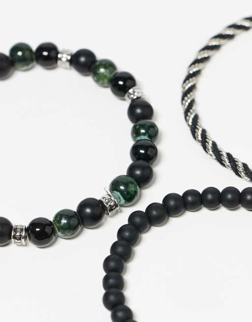 ASOS DESIGN - Confezione da 3 bracciali neri , 2 di 3