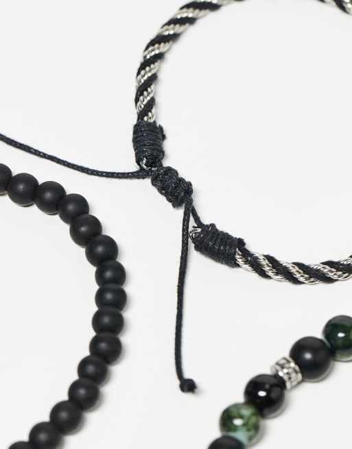 ASOS DESIGN - Confezione da 3 bracciali neri , 3 di 3