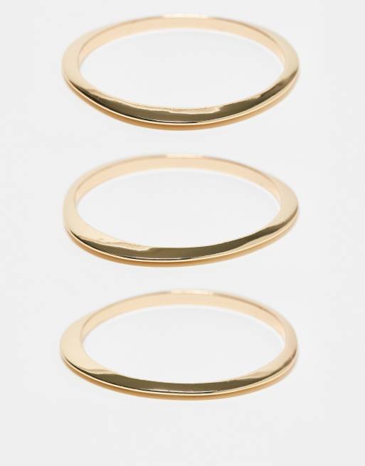 ASOS DESIGN - Confezione da 3 bracciali rigidi dorati con dettagli minimal