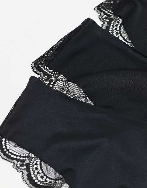 ASOS DESIGN - Confezione da 3 brasiliane invisibili e in pizzo nere, 4 di 4